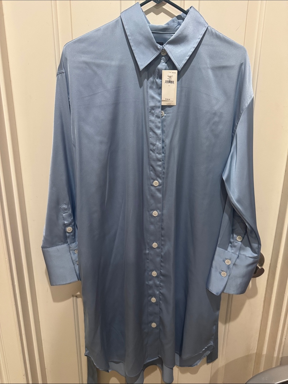 Light Blue Classic Button-Down Shirt Dress